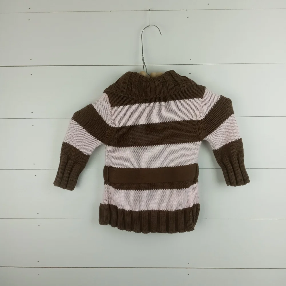 Old Navy girls size 6-12 light pink and brown large button wrap cardigan sweater